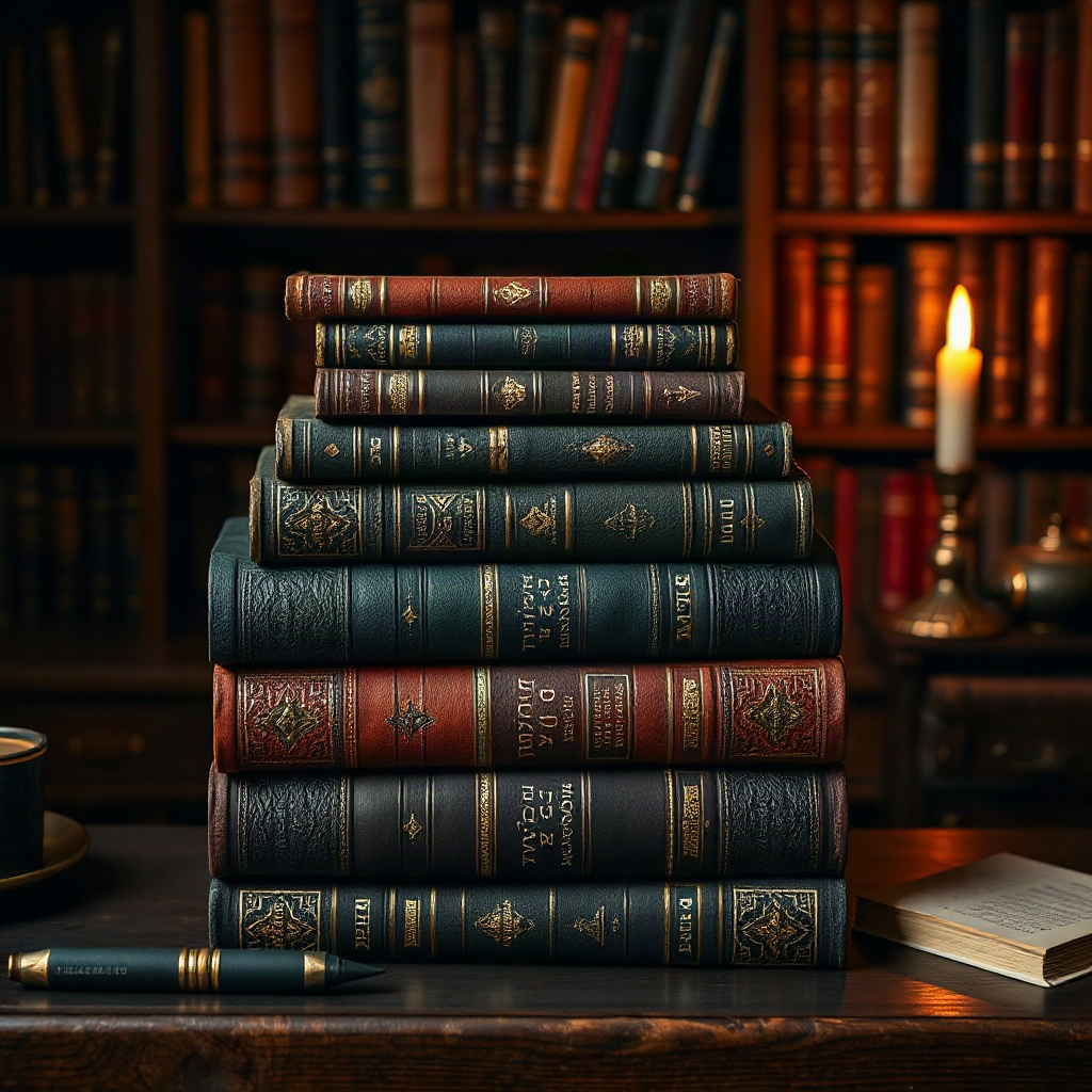 Novel spines on shelf