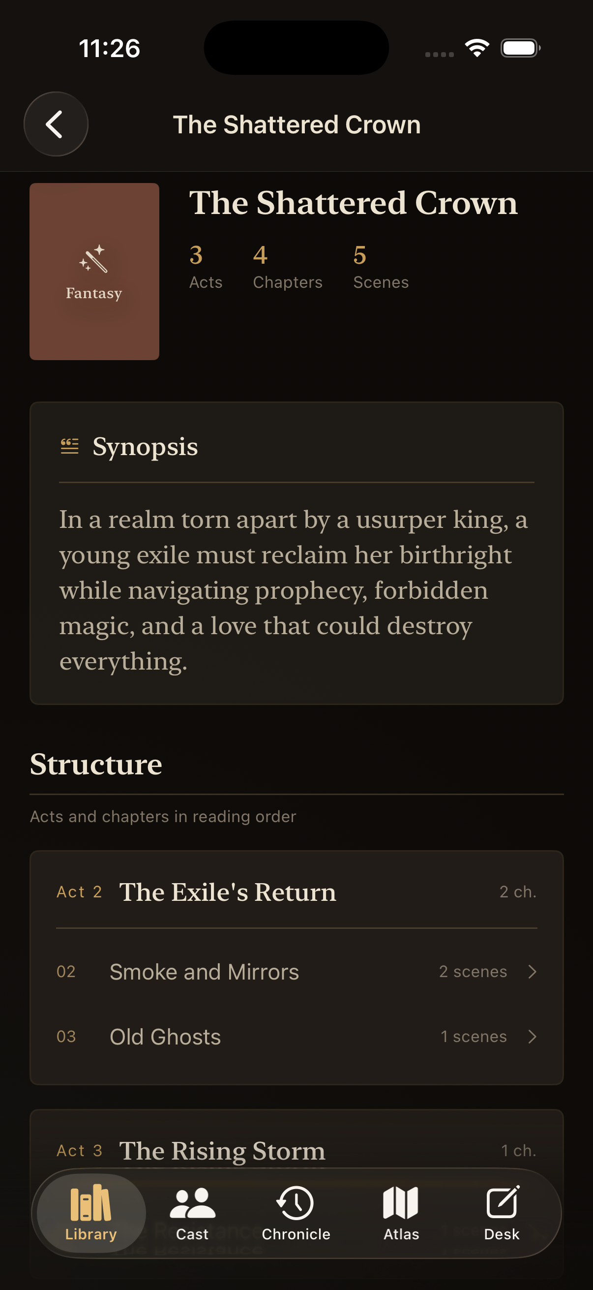 StoryForge timeline chronicle